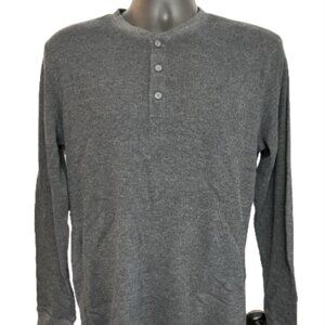 Haggar clothing Men’s Medium Long Sleeve button crew neck Grey Top